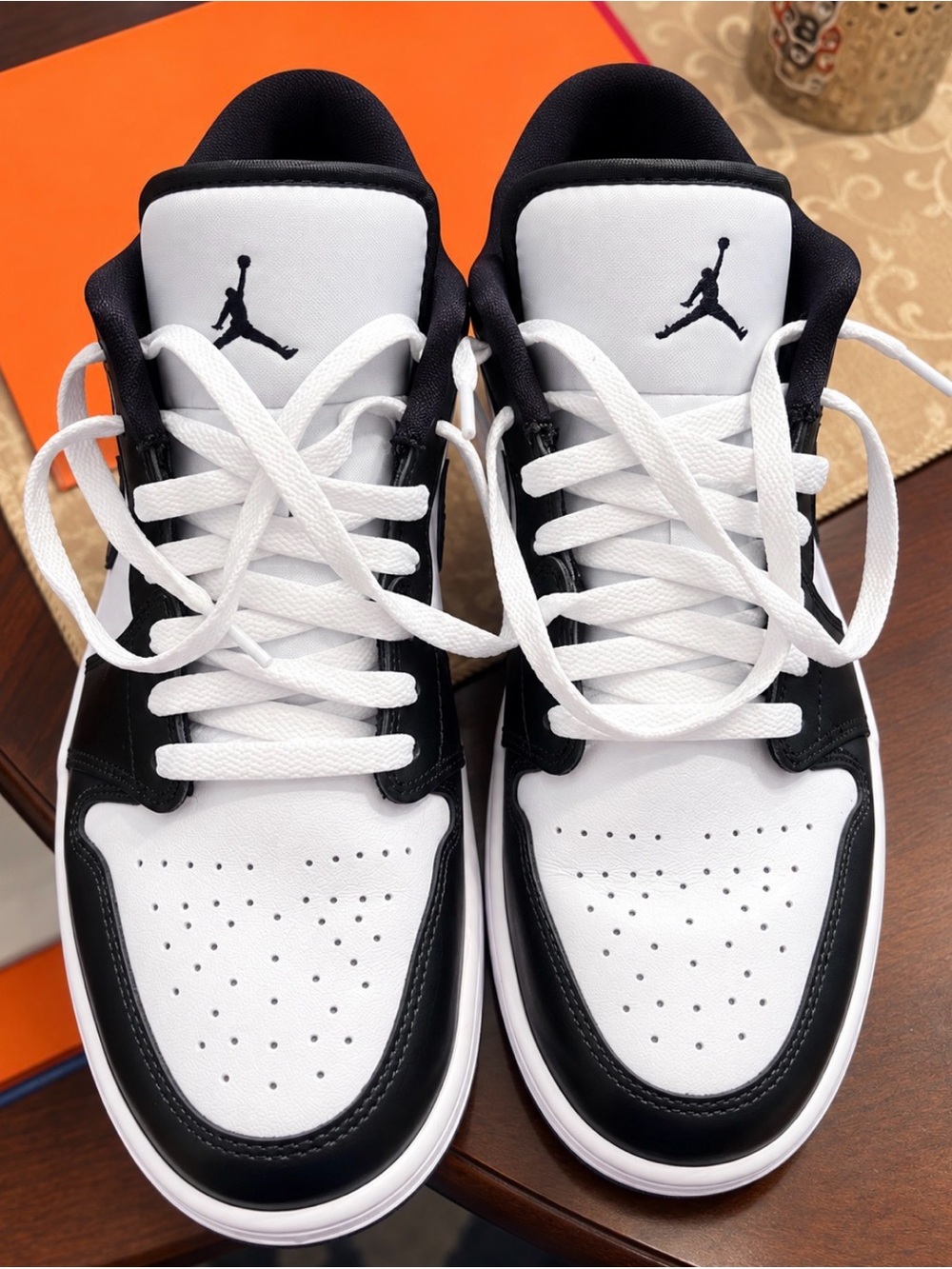 Preowned size 9 Nike Air Jordan Men's Black/White Low-Top Sneakers. Beautiful!